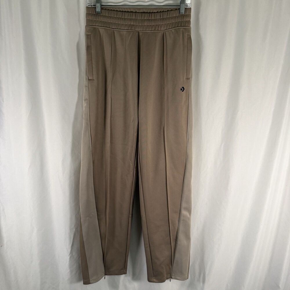 New Converse Pants Women's XS Brown Striped Pull On Zip Pockets Drawstring